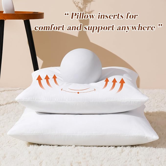 DOWNSTORIA 20x20 Feather Down Pillow Inserts Set of 2, Decorative Pillows with 100% Coton Cover, Throw Pillow for Bed, Couch and Sofa.