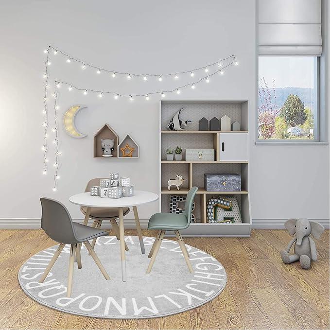 Topotdor Round Kids Play Rug Alphabet Nursery Area Rug Extra Large Soft Crawling Play Mat for Children Toddlers Bedroom (47 inch, Grey)