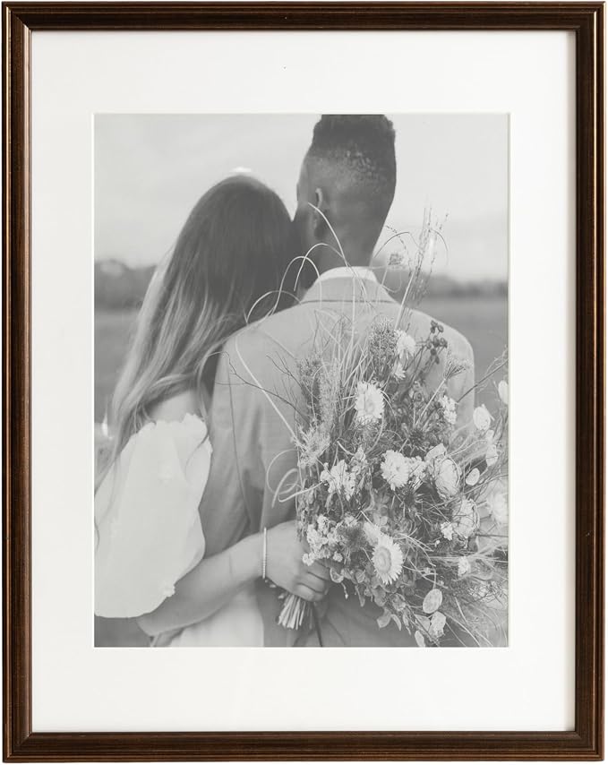 Kate and Laurel Adlynn Rectangle Picture Frame Set of 3; 14 x 18 matted to 11 x 14; Bronze; Vintage Three-Piece Frame Set for Gallery Wall Frame Set in Living Room Wall Decor
