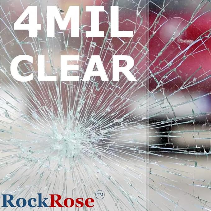 RockRose Clear Safety Security Window Film 4 Mil Shatterproof Glass Protection for Home and Office Break-in Deterrent, and UV Rejection 24 in x 50 FT