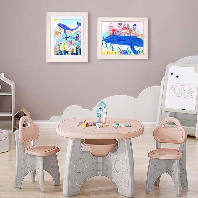 KINLINK 9x12 Kids Art Frame 2 Pack, Solid Wood Artwork Frames Changeable, Front Opening Hold 150 Pictures, Art Frames for Kids Artwork, 8.5x11 with Mat 9x12 without Mat, Picture Frames White Wood