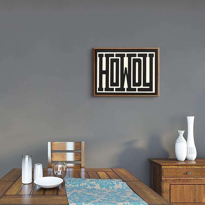 QIYFFBN Framed Funky Western Wall Decor Black and White Howdy Wall Art Big Texas Modern Canvas Picture Southwestern Country Ranch Sign Print Trendy Cowgirl Cowboy Farmhouse Art(16x24in Framed)
