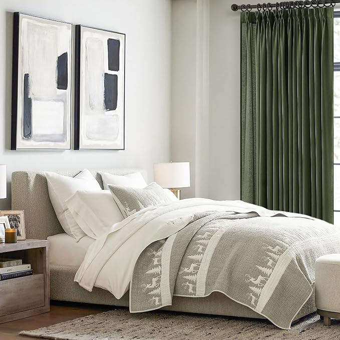 Topfinel Olive Green Pinch Pleated Curtains 108 Inch Length 2 Panels for Bedroom Living Room Textured Semi Sheer Window Curtain Boho Neutral Back Tab Pinch Pleat Drape with Hooks 108 Inches Long