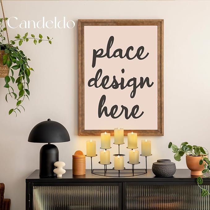 Candeldo Candle Holder for Inside Fireplace, Black Metal Candelabra | Mantle Decor, Floor Candelabras, Table Centerpiece, Candle Stand for Pillar