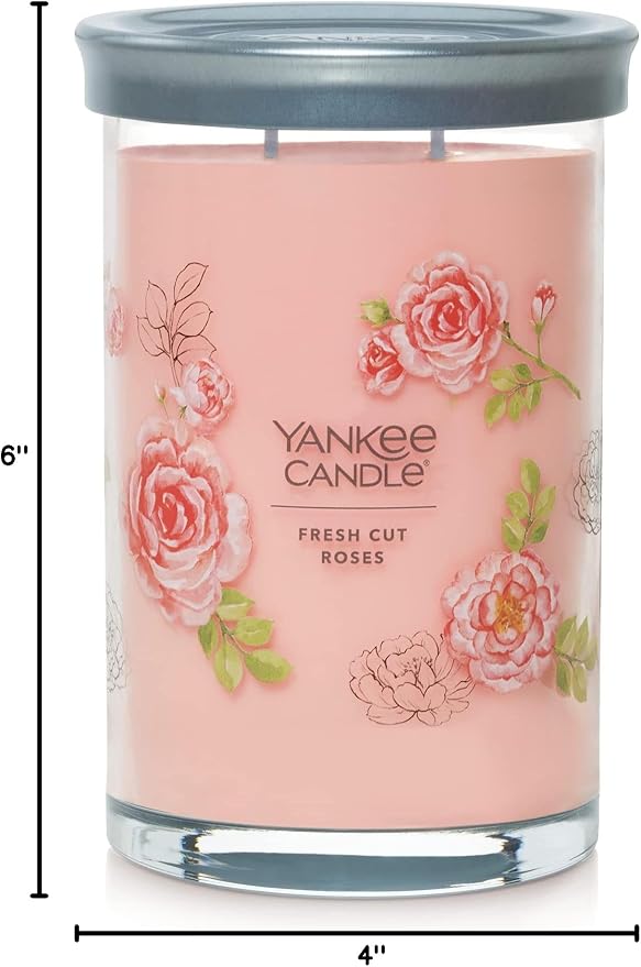 Yankee Candle Large Tumbler Scented Candle with up to 80 Hour Burn Time, Premium Plant Wax Blend for Consistent Burn, 20 oz Tumbler_Candle with Room Filling Fragrance, Fresh Cut Roses (Pack of 4)