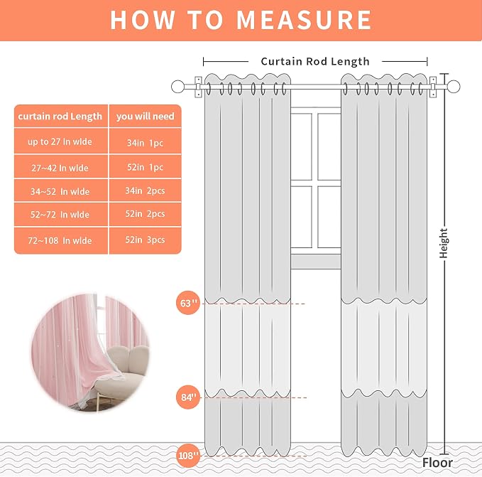XiDi Light Pink Curtains for Bedroom, Girls Room Blackout Curtains, Kids Room Darkening Curtains Decor, 1 Panel Light Pink52/45/1 US