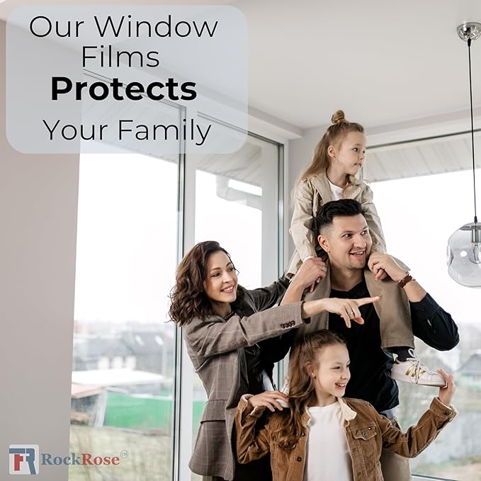 RockRose Window Security Film 20% VLT 99% UV Tinted Film,4 Mil Shatterproof Glass Protection for Home and Office, UV Rejection and Glare Reduction 24 in x 50 FT