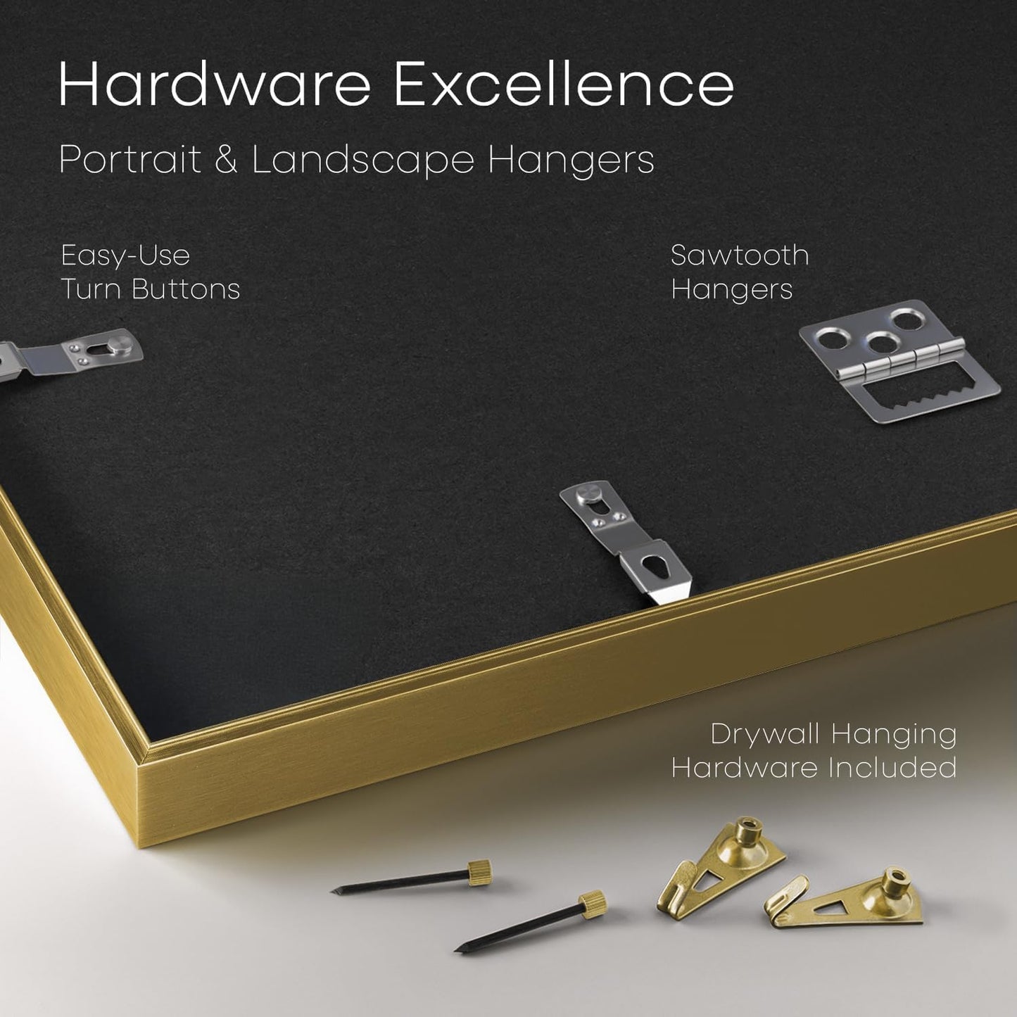 Homeforia 8.5 by 11 Picture Frame Gold, High End Metal 8.5x11 Poster Frames with Mat 6x8 Photo, 8.5 x 11 Frame Matted to 6 x 8 Print, 8.5by11 Wall or Tabletop Frame, Tempered Glass, Wall Kit, Set of 1