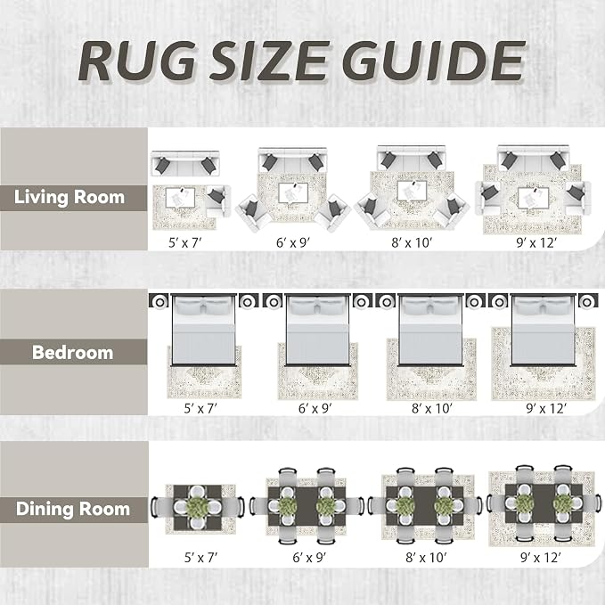 6x9 Area Rugs for Living Room: Washable Vintage Large Retro Rug Soft Non-Slip Indoor Low Pile Carpet for Bedroom Dining Room Nursery Office (Taupe, 6' x 9')