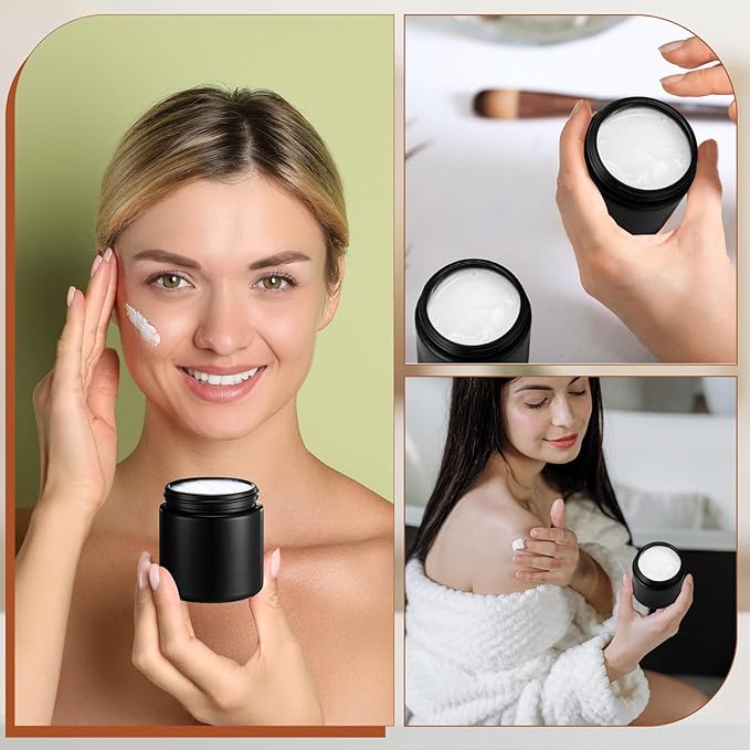 Norme 4 oz Glass Jars with Lids Leakproof Round Airtight Empty Cosmetic Jars with Inner Liners Lid for Storing Lotions Powder Ointments Making Tins(36 Pcs,Black)