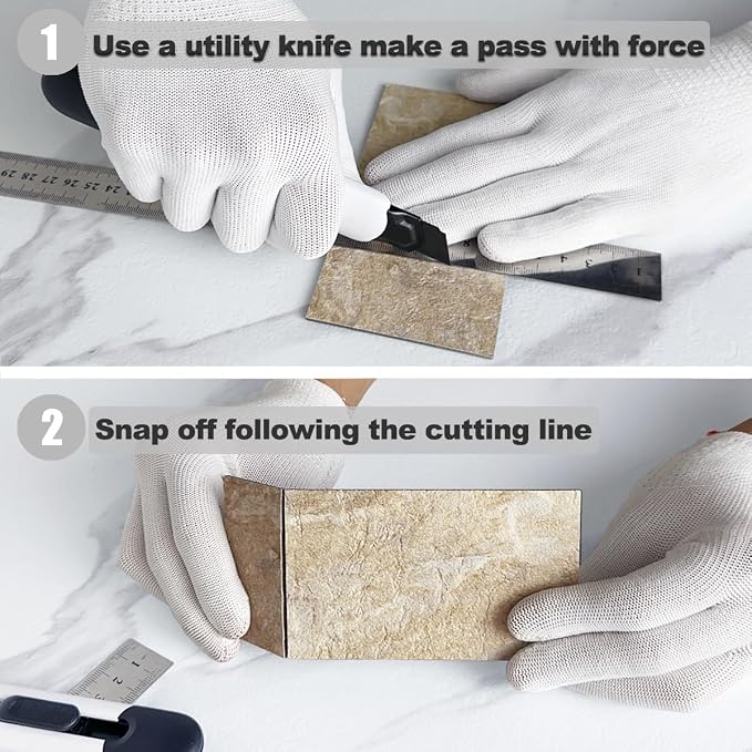 AULIGET Sandstone Peel and Stick Backsplash Wall Tiles, 3" x 6" PVC Faux Stone Stick on Tiles, Pack of 4