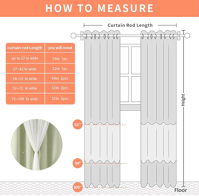 XiDi Green Curtains for Bedroom, Girls Room Blackout Curtains, Kids Room Darkening Curtains, Light Green Decor, 1 Panel Sage Green/52/63/1