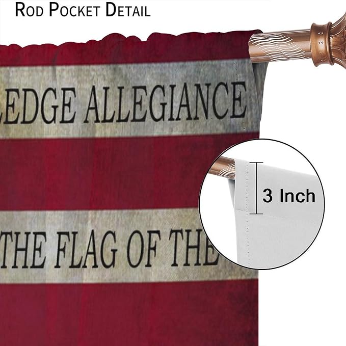 American Flag Blackout Curtain,Retro Patriotic Independence Day Home Decor Drapes for Bedroom Living Room Kitchen Window Treatment 2 Panels Set Total Size 42" W X 45" L Inch