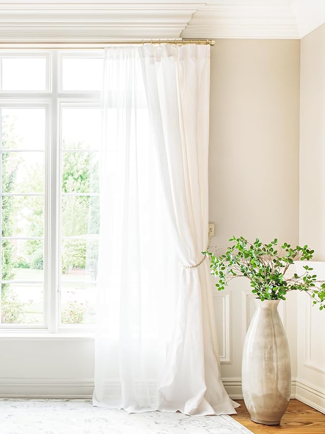 BlastHome® Non-Adjustable Luxury Double Curtain Rods for Windows, 1 ¼” Premium Rod Set, 4 1/2 foot Custom Fixed Length, Brushed Gold