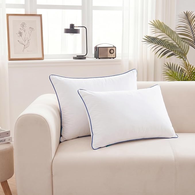 Oubonun 12 x 20 Throw Pillow Inserts – Durable & Structured, Soft Down Alternative Decorative Pillows with Piping Edge for Couch Sofa Bed, Machine Washable, White, Pack of 4