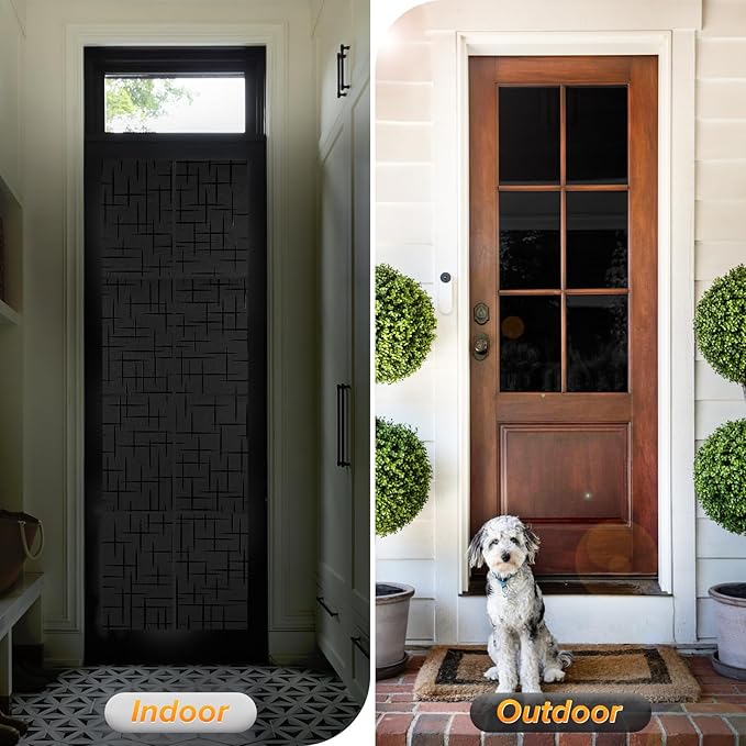 rabbitgoo Blackout Window Film, Sun Light Blocking Room Darkening Privacy Window Cover, Removable Day Sleep Black Out Shades Tint for Home Frosted Glass Film, 3D Cross, Black, 35.4" x 78.5"