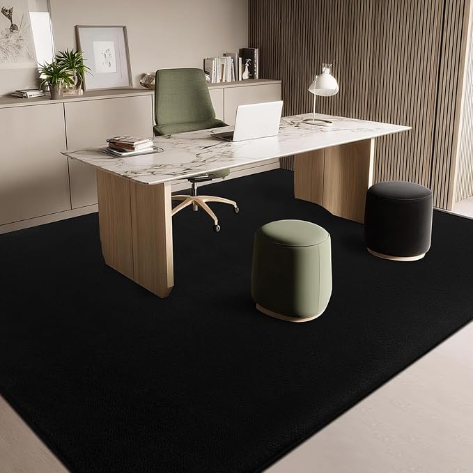 qulint Black Area Rugs for Living Room 6x9, Washable Thickened Memory-Foam Indoor Rug for Bedroom, Minimalist Modern Carpet Non Slip Comfy Alfombras for Student Classroom Dorm Office Home Decor