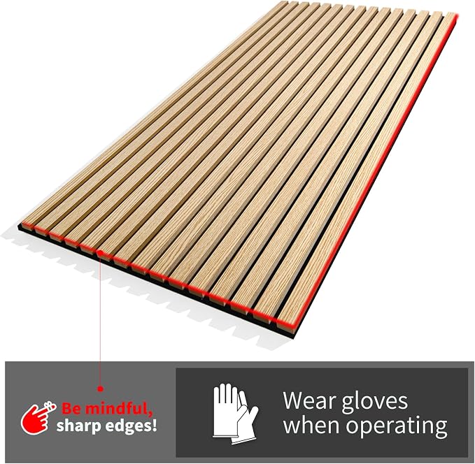 Art3d 4 Pack 47.2 x 23.6in. Wood Slat Acoustic Panels for Wall and Ceiling - 3D Fluted Sound Absorbing Panel with Wood Finish - Cherry