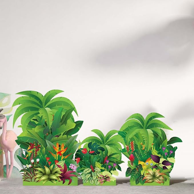 Geelin 3 Sets 47" H Rainforest Falls Plants Cardboard Cutout Stand up VBS 2026 Rainforest Party Decoration Life Size Photo Props for VBS Sunday School Backdrop Background Religious Party Supplies