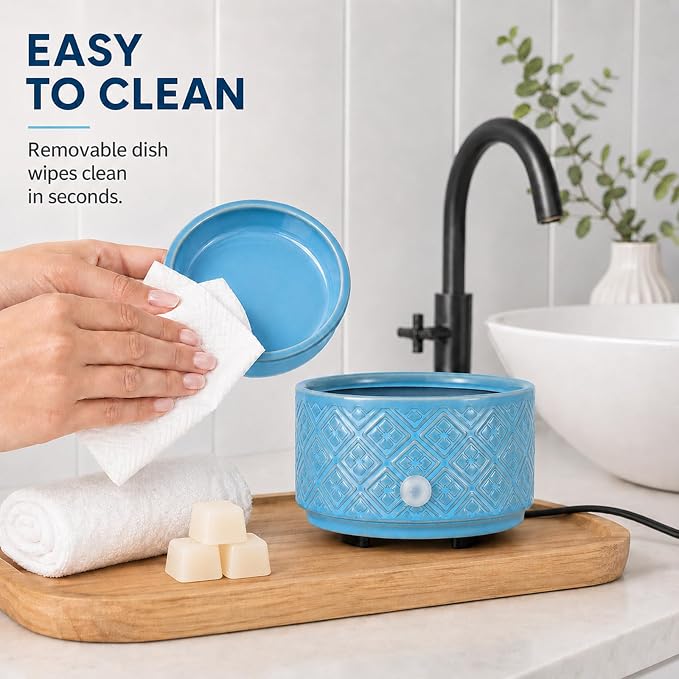 Wax Melt Warmer for Scented Wax,3-in-1Ceramic Wax Warmer Fragrances Candle Oils, Home Fragrance Burner,Electric Candle Warmer Perfect Christmas Gifts for Mom Women(Blue)