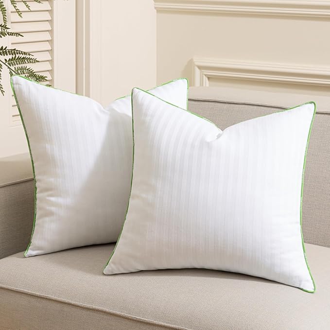 Ashler Home Deco Synthetic Down Pillow Inserts, 24x24 Down Alternative Throw Pillows Insert Sleeping Pillows with 100% Cotton Cover Decorative Pillow Stuffer for Sofa, Couch Bed(Set of 2, White)