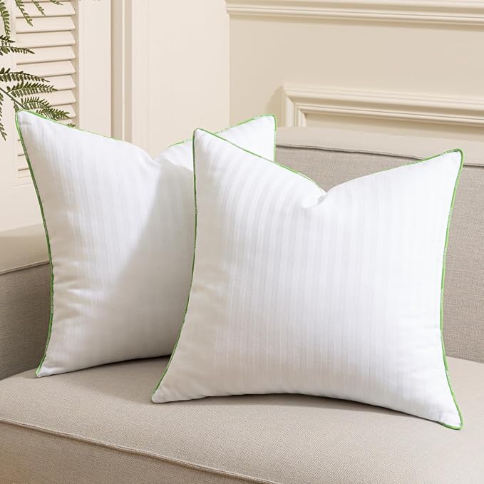 Ashler Home Deco Synthetic Down Pillow Inserts, 16x16 Down Alternative Throw Pillows Insert Sleeping Pillows with 100% Cotton Cover Decorative Pillow Stuffer for Sofa, Couch Bed(Set of 4, White)