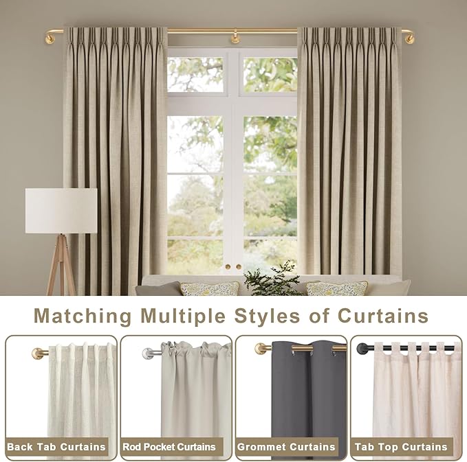 Wrap Around Curtain Rods 2 Pack for 28 to 48 Inches Windows, 1" Heavy Duty Room Darkening Drapery Rod with Sturdy Aluminum Base, Wall Mounted Ceiling Mounted Curved Curtains Rod, Matte Black