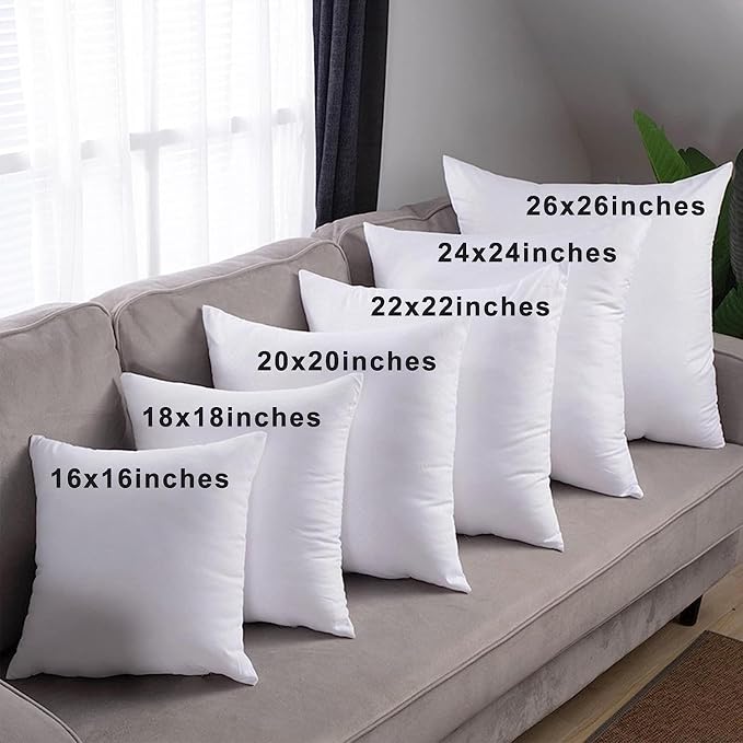 HITO 26x26 Pillow Inserts (Set of 2)- 100% Cotton Covering Down Alternative Throw Pillows White for Couch Bed Sofa