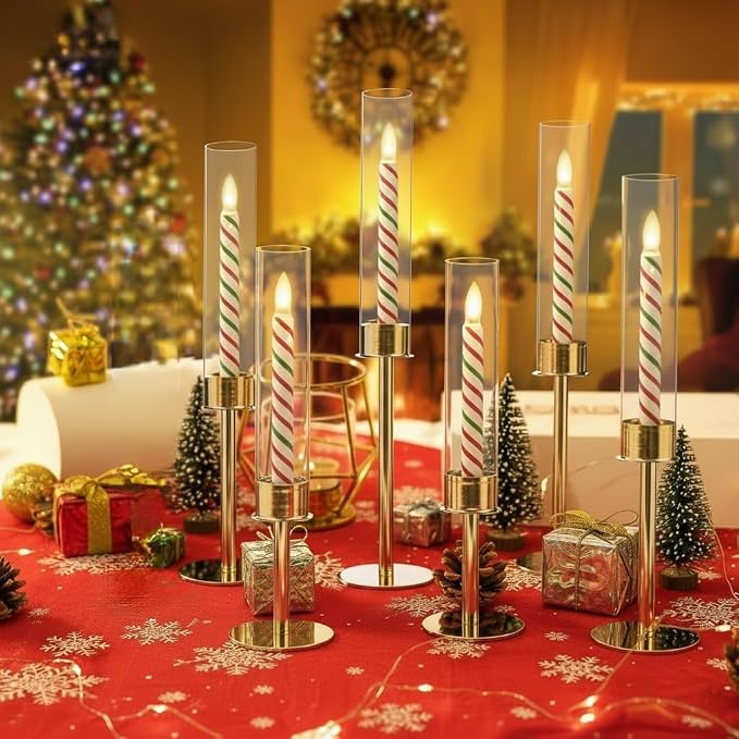 12PCS Acrylic Candle Holder for Table Centerpiece,Metal Candelabra Centerpieces with Acrylic lampshade for Wedding Party Easter candelabros para centros de mesa