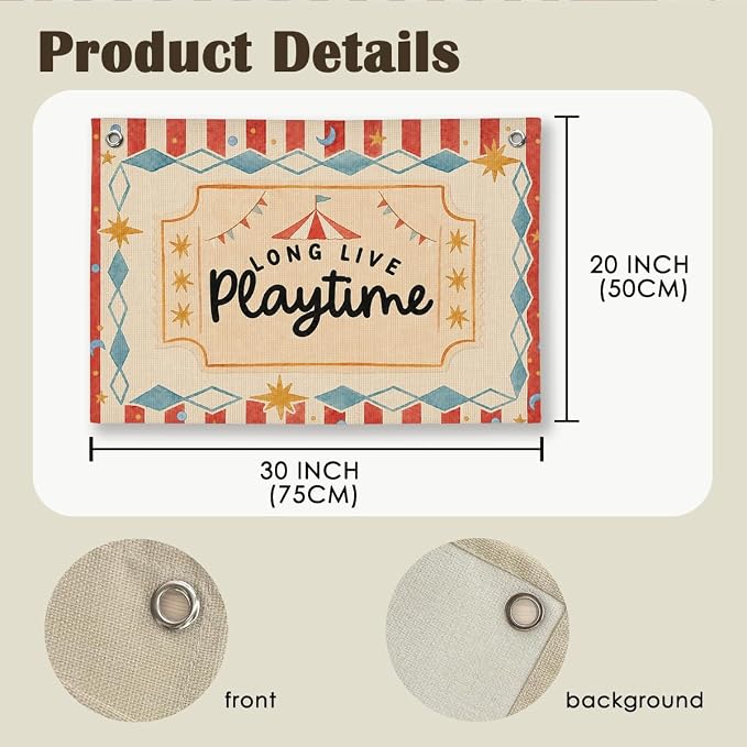 Playroom Kids Wall Decor, Toddler Playroom Decor Hanging Linen Banner,Play Room Wall Decor for Nursery Boys Girls, 20x30 Inch