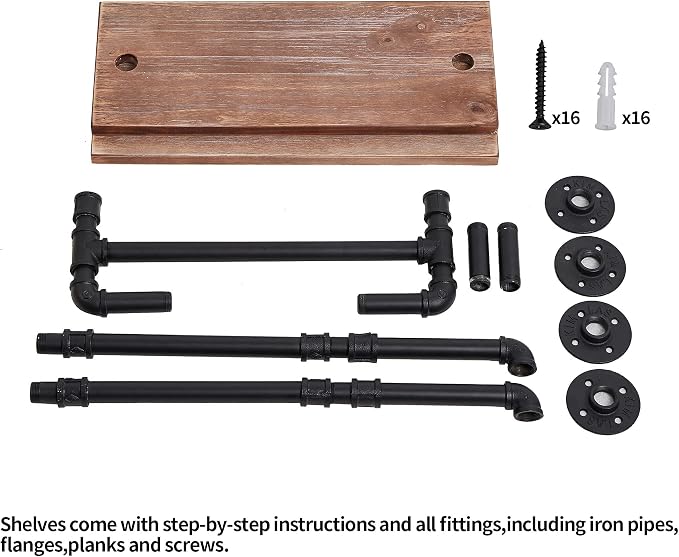 ROGMARS Industrial Pipe Shelf Floating Shelves Bathroom Pipe Shelving | Farmhouse Bathroom Shelves With Towel Bar Towel Rack over Toilet Industrial Shelf Rustic Wall Wood Shelves 19.7 Inch