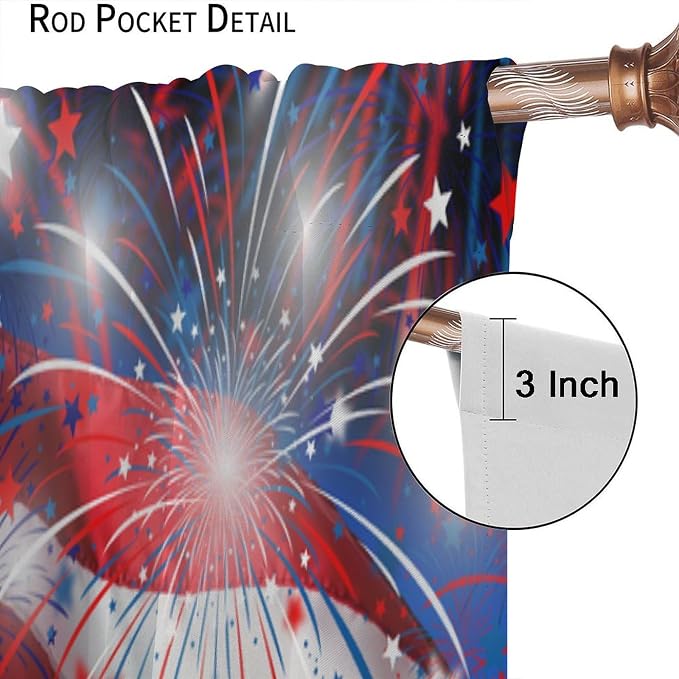 American Flag Blackout Curtain,4th of July Independence Day Home Decor Drapes for Bedroom Living Room Kitchen Window Treatment 2 Panels Set Total Size 55" W X 63" L Inch