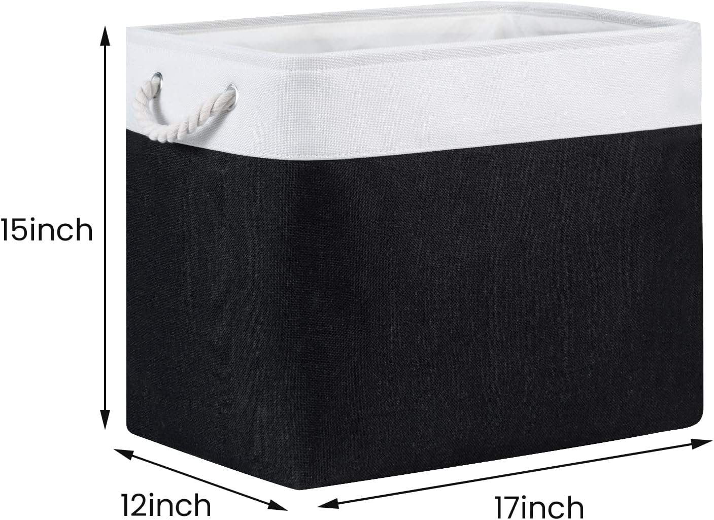 Bidtakay Baskets Extra Large Storage Bins for Clothes Set of 2 Black Baskets for Organizing Fabric Bins 17x12x15 In Tall Baskets with Handles Decorative Basket for Home Organiztion Dog Toy Baskets
