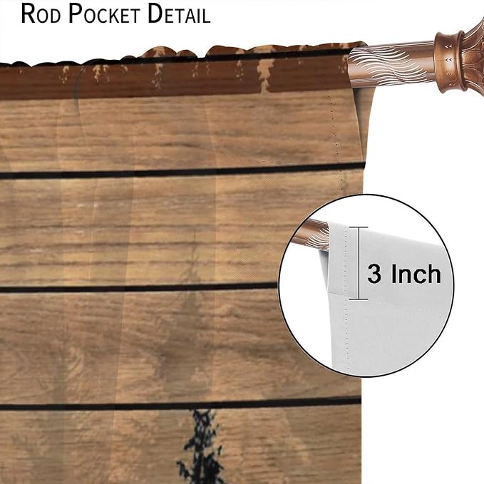 Farmhouse Forest Cabin Blackout Curtains for Kitchen Rustic Wooden Country Vintage Bear Deer Rustic Cabin Window Treatments for Farmhouse Bedroom Living Room 42x54in
