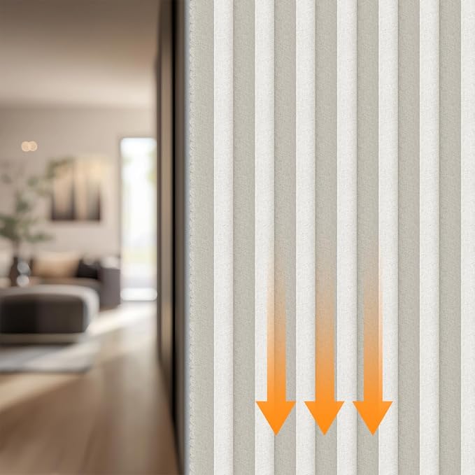 AJAZZ Blackout Accordion Door Sets Included Rod (1 Pack, 43W x 78 L, Beige) Invisible Accordion Doors Interior Magnetic Door Curtain for Bedroom Living Room Doorway Curtain