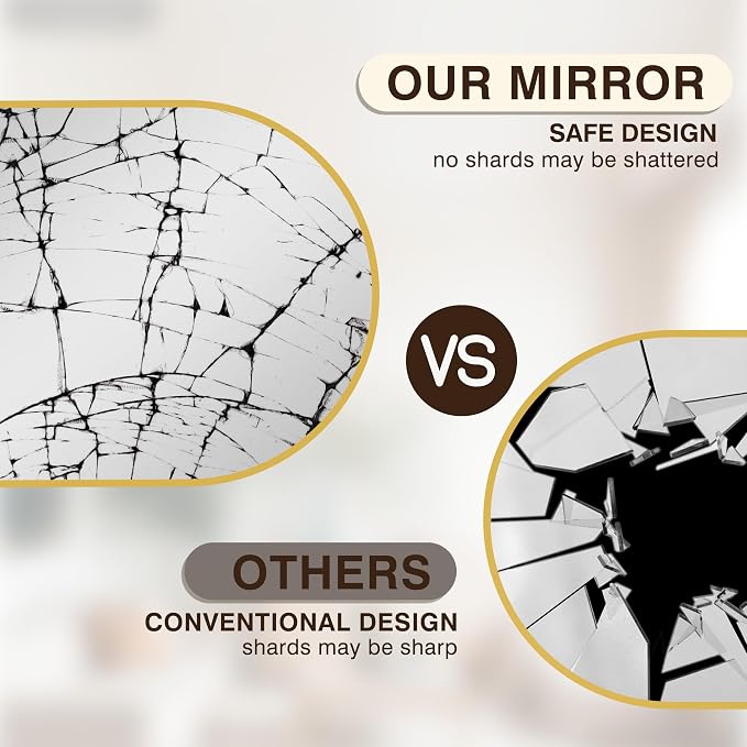 FICTOR Bathroom Mirror for Wall, Arched Vanity Bathroom Mirror for Over Sink, Metal Framed with HD Shatter-Proof Glass for Entryway, Living Room,Bedroom(30” x 40”, Gold)