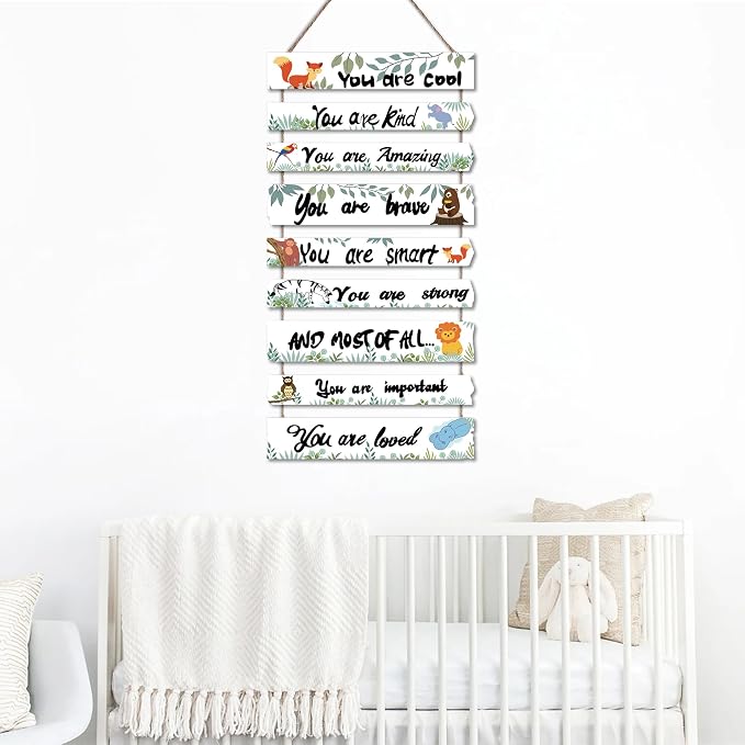 Woodland Nursery Room Decor for Baby Bedroom - Jungle Safari Animal Theme Wall Decor for Toddler Boy or Girl - Colorful Elephant Giraffe Lion Forest Wall Art Decorations