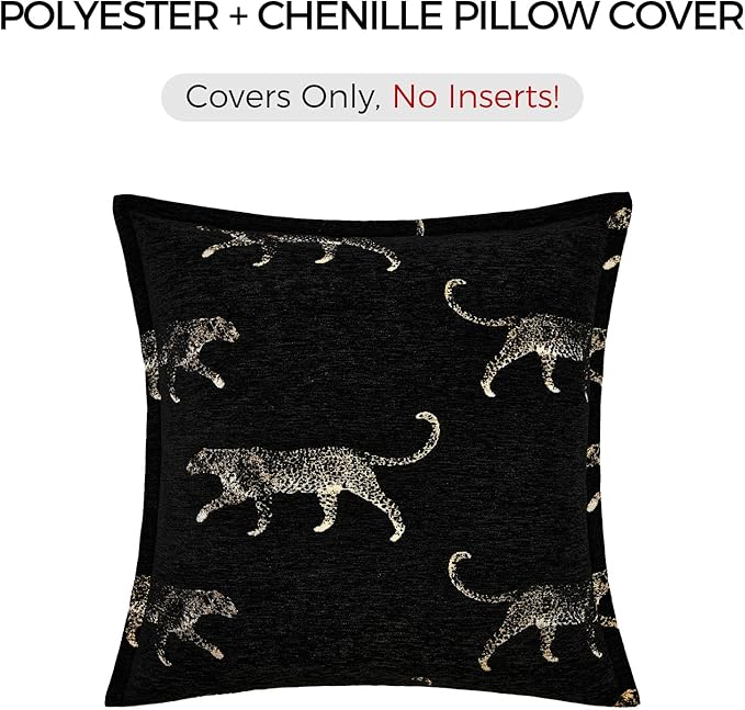 Double Sided Cheetah Pattern Throw Pillow Cover 22x22 Inch, Luxury Reversible Design Pillow Covers with Invisible Zipper for Sofa Bed Bedroom Living Room Home Decor