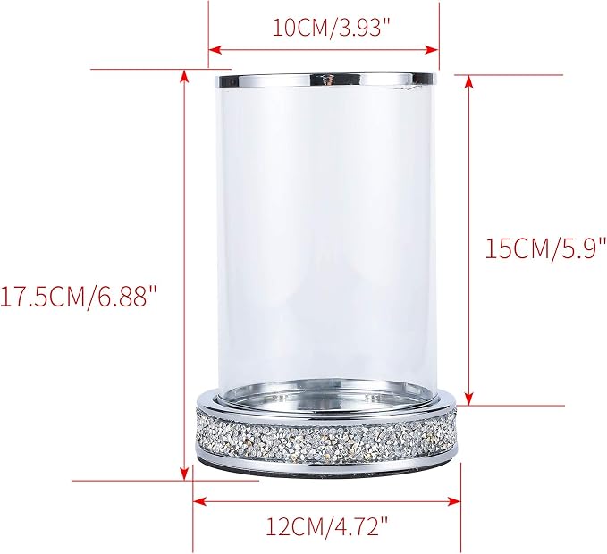 Pillar Candle Holders set of 2,Hurricane Candle Holders for Pillar Candle,Glass Candle Holder for Coffee Dining Table, Wedding, Christmas, Halloween, Home Decoration,Silver Candle Holders