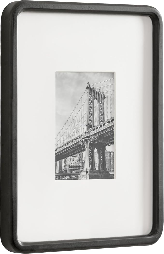 Kate and Laurel Inglewood Modern Wall Picture Frame Set of 3; 11x14 matted to 5x7; Black; Three-Piece Frame Set for Gallery Wall Accent Set in Living Room Decor