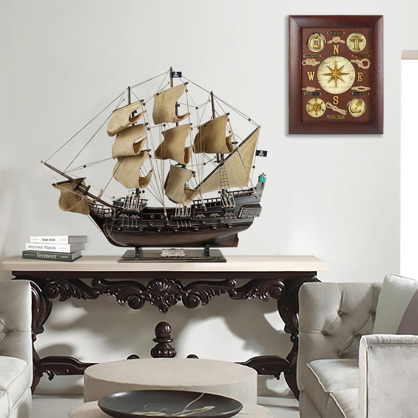 SAILINGSTORY Nautical Wall Decor Knot Board Frame Maritime Decor Coastal Compass Decor