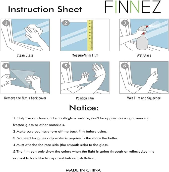 Finnez Window Privacy Film Window Film 3D No Glue Glass Sticker for Glass Door Home and Office Heat Control Anti UV (45.2 Inch x 13.1 Feet, Rainbow Grove)