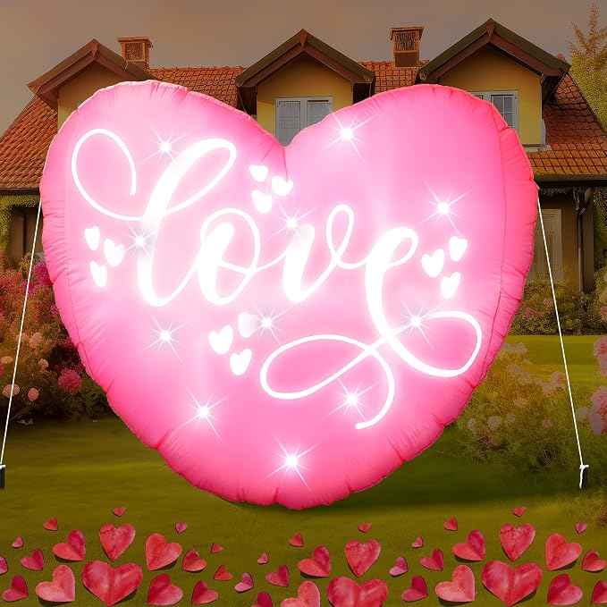 VIHOSE 3.9 Ft Mother's Day Inflatables Decoration Love Blow Up Decor Heart LED Lights Inflatable Decor for Outdoor Yard Garden Lawn Decoration Mom Gifts Party Supplies