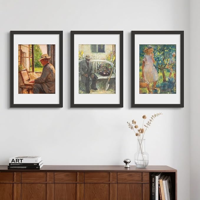 Picrit 22.375x34 Picture Frame 3 Pack, Black Poster Frame, Display Poster 18 x 24 with Mat or 22.375 x 34 without Mat for Horizontal or Vertical Wall Mounting