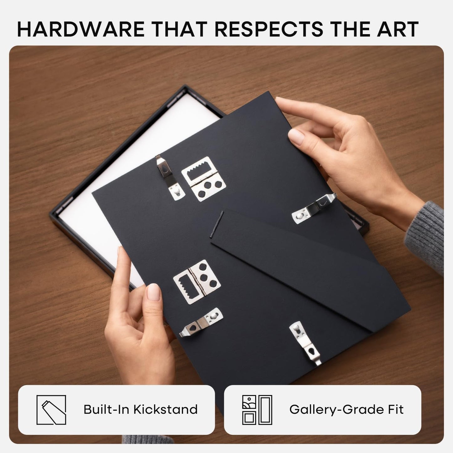 Homeforia Black Picture Frame 8.5 x 11, High End Metal 8.5x11 Poster Frames with Mat 6x8 Photo, 8.5 x 11 Frame Matted to 6 by 8 Art, 8.5by11 Wall or Tabletop Frames, Tempered Glass, Wall Kit, Set of 1