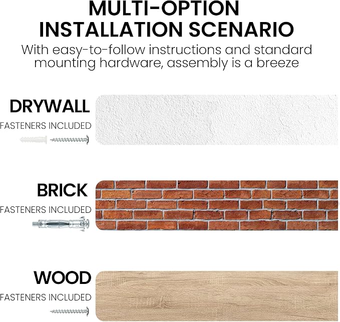 Floating Shelves for Wall, 48"x9.3" Rustic Solid Live-Edge Elm Wood Wall Shelves, Heavy-Duty Floating Shelves with Invisible Brackets, Set of 2 for Living Room, Bedroom, and Kitchen, Walnut Finish