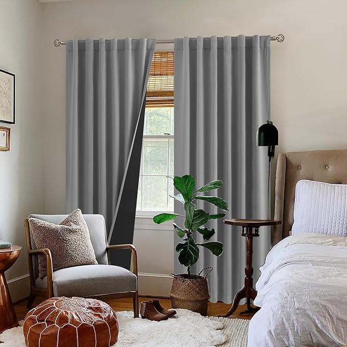 BGment Dove Grey Blackout Curtains 78 Inches Long for Bedroom, 100% Blackout Curtains Living Room Panels with Thermal Liner, Double Layer Rod Pocket and Back Tab Drapes, 2 Panels, Each 52 x 78 Inch