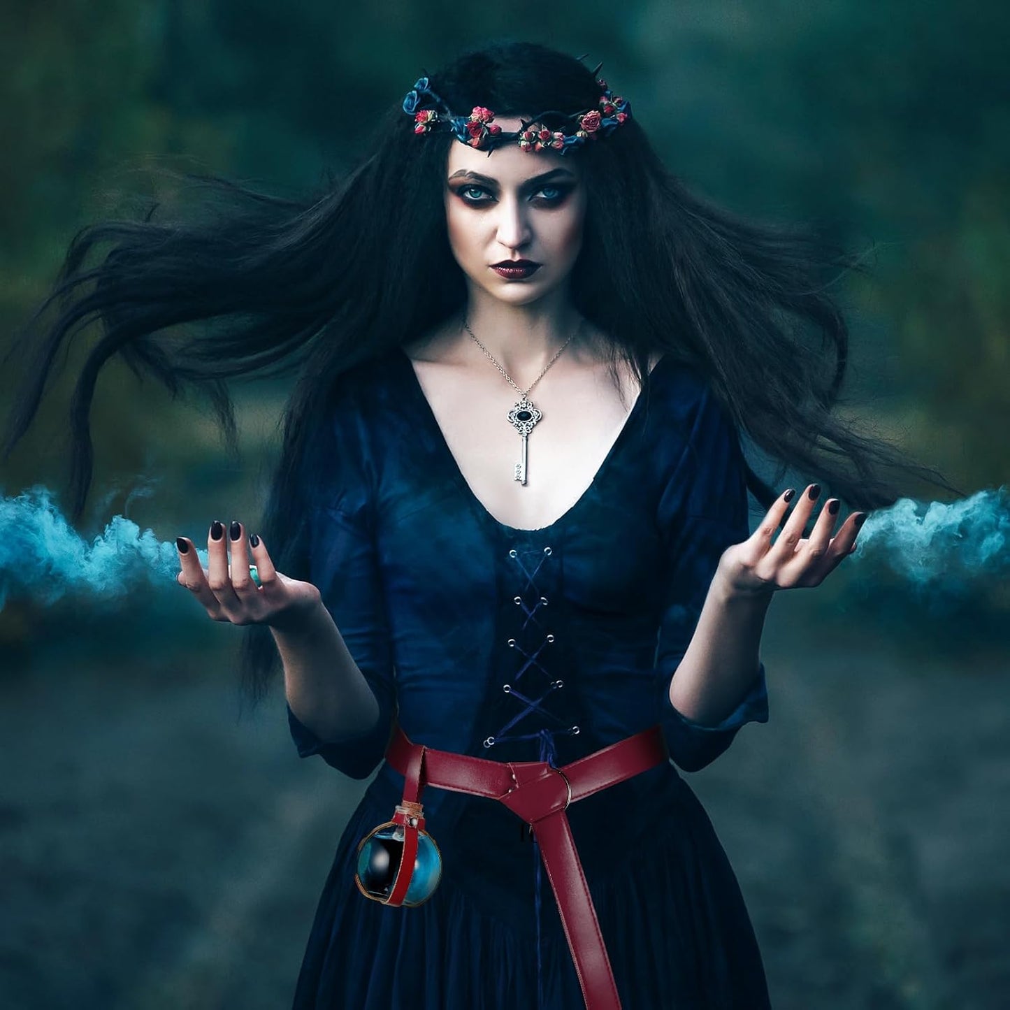 Boao Potion Bottles with Cork Set Dark Magic Cork Round Potion Bottle with Leather Belt Clear Glass Large for Halloween Costume Props DIY Crafts Decorative, 200 ml(Claret)