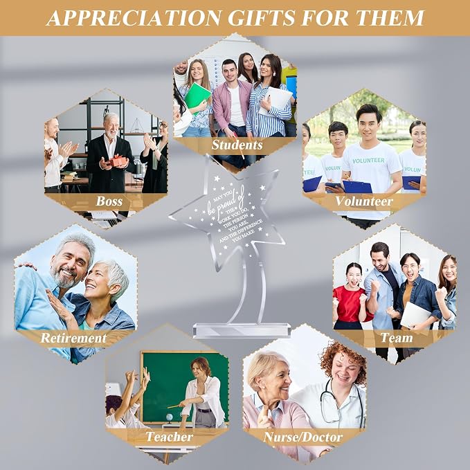 Bucherry 10 Pcs Employee Appreciation Awards for Coworker Acrylic Thank You Trophy May You Be Proud of The Work You Do Sign Prizes Retirement Goodbye Farewell Gift for Women Men(Elegant)