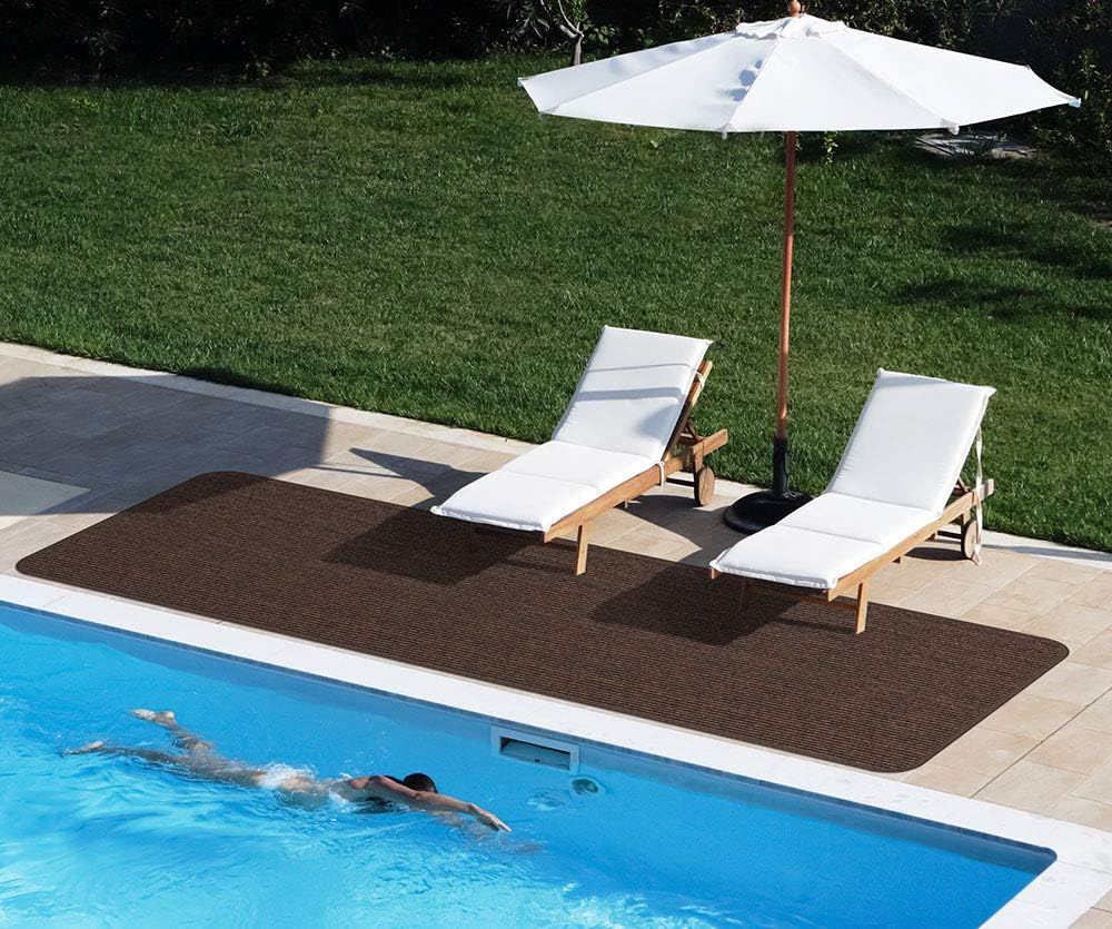 House, Home and More Indoor Outdoor Double-Ribbed Carpet Runner with Skid-Resistant Rubber Backing - Bittersweet Brown - 4 Feet x 15 Feet